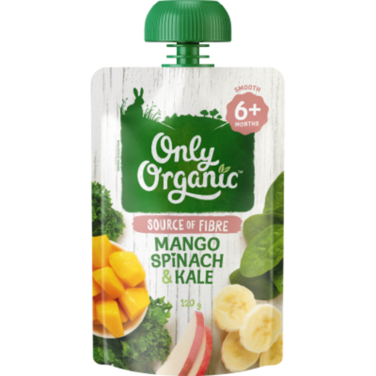 Only Organic 6mth+ Mango Spinach & Kale 120g