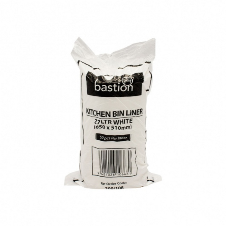 Bastion Kitchen Tidies White 27L 50pk