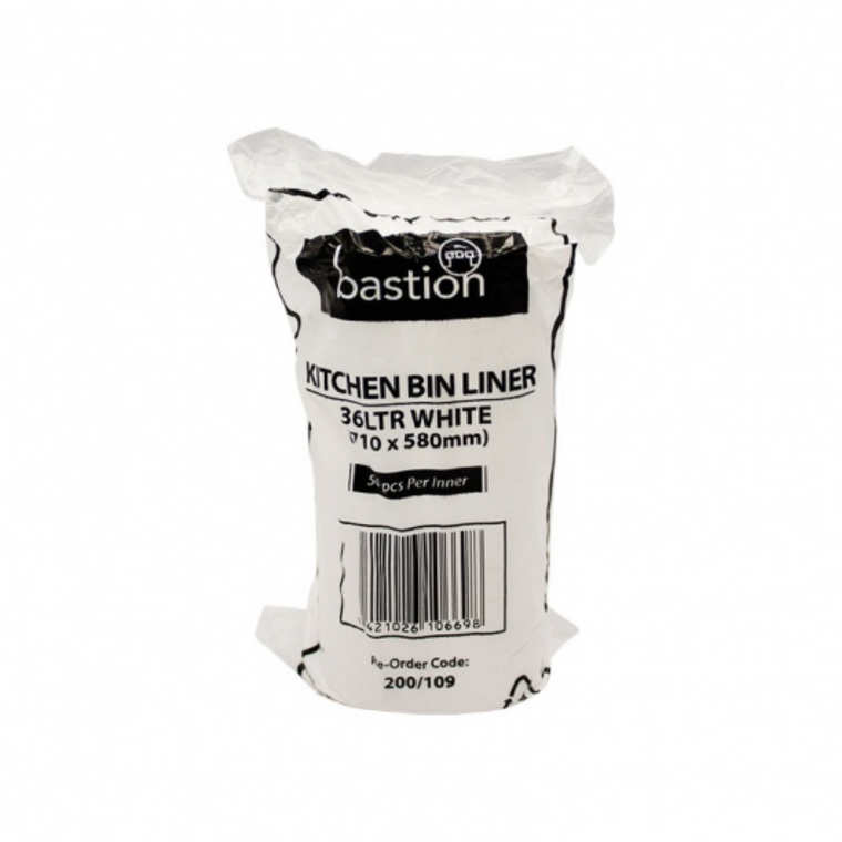 Bastion Kitchen Tidies White 36L 50pk