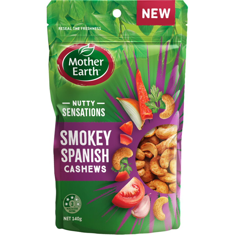 Mother Earth Nutty Sensations Smokey Spanish Cashews 140g