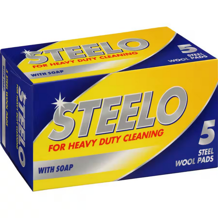 Steelo With Soap Steel Wool Pads 5pk