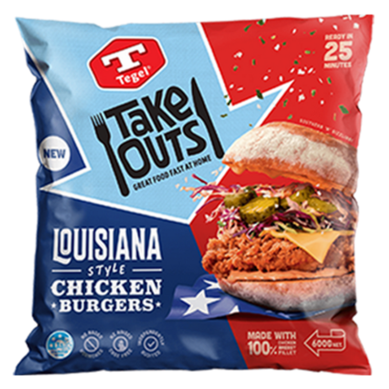 Tegel Takeouts Louisiana Chicken Burgers 600g