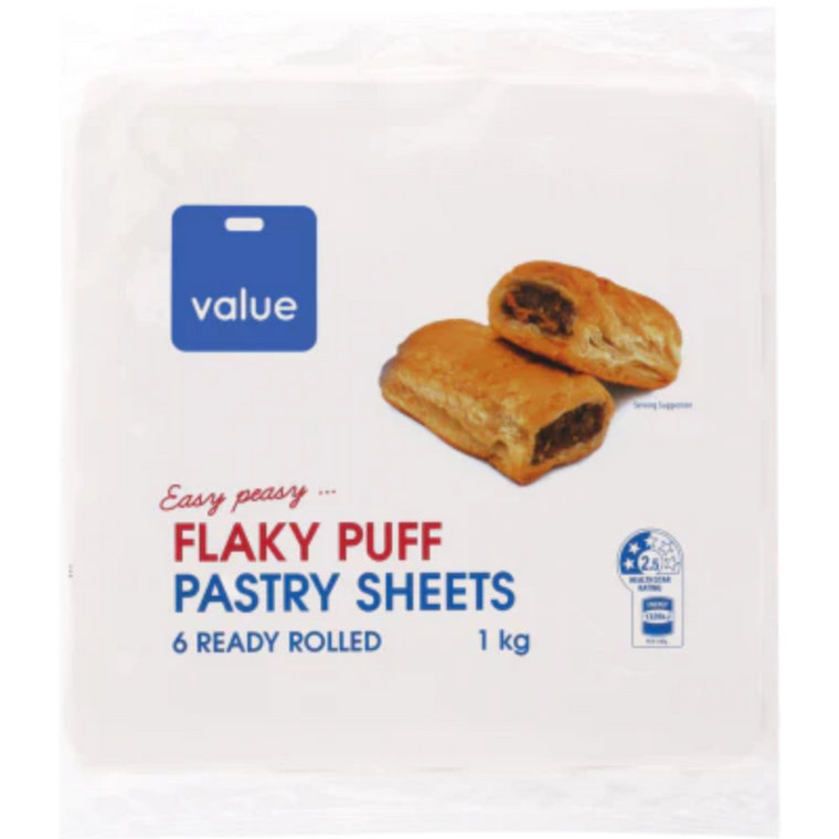 Value Flaky Puff Pastry Sheets 6pk 1kg