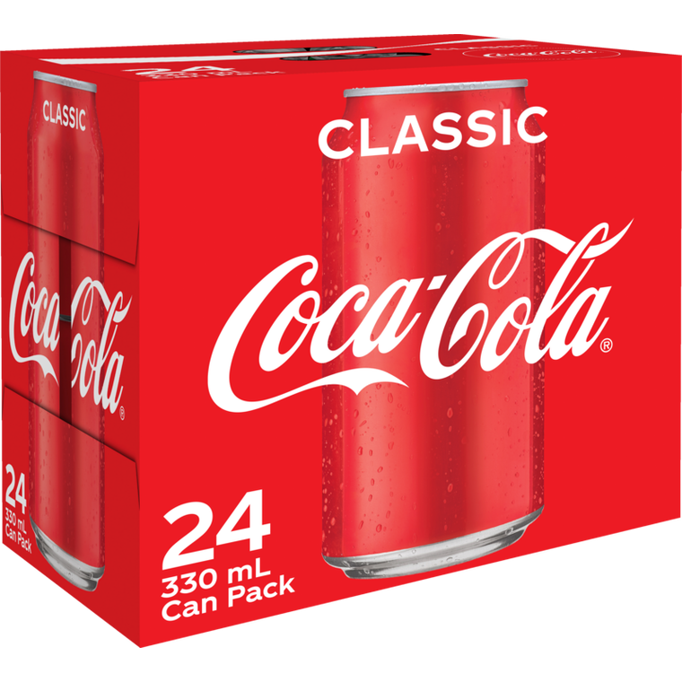Coca Cola Classic Soft Drink Cans 24pk x 330ml