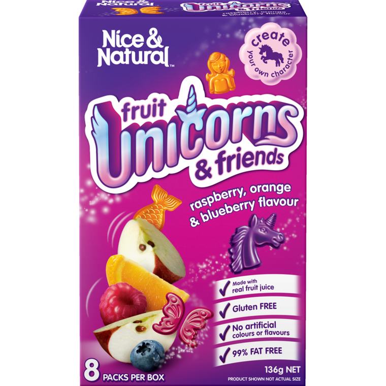 Nice & Natural Unicorns Raspberry Orange 8pk Snacks 136g