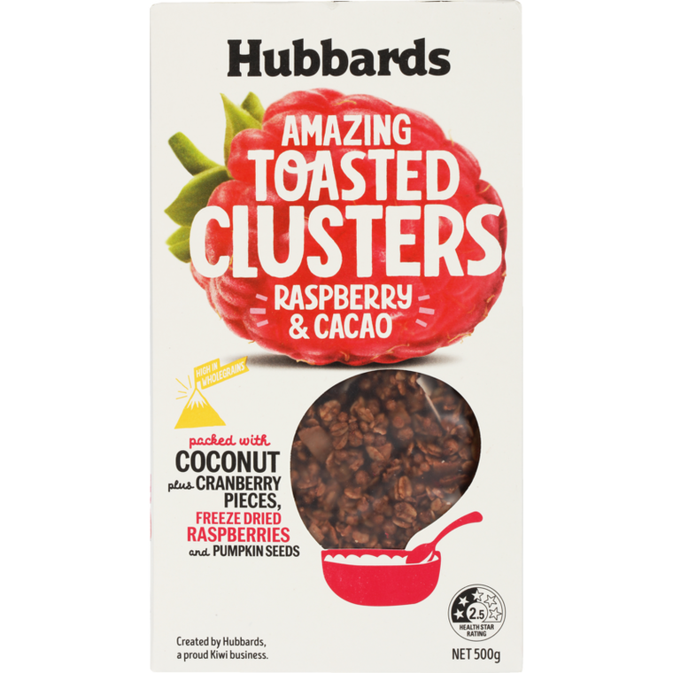 Hubbards Amazing Toasted Clusters Raspberry & Cacao 500gm