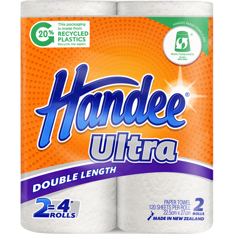 Handee Ultra Double Length Paper Towels 2ply 2pk