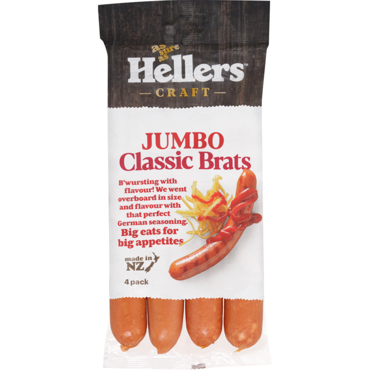 Hellers Classic Jumbo Bratwurst 4pk