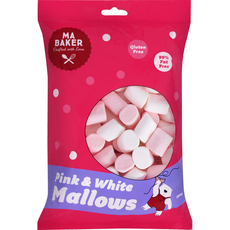 Ma Baker Pink & White Marshmallows 200g