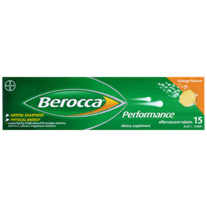 Berocca Performance Orange Flavour Effervescent Tablets 15pk