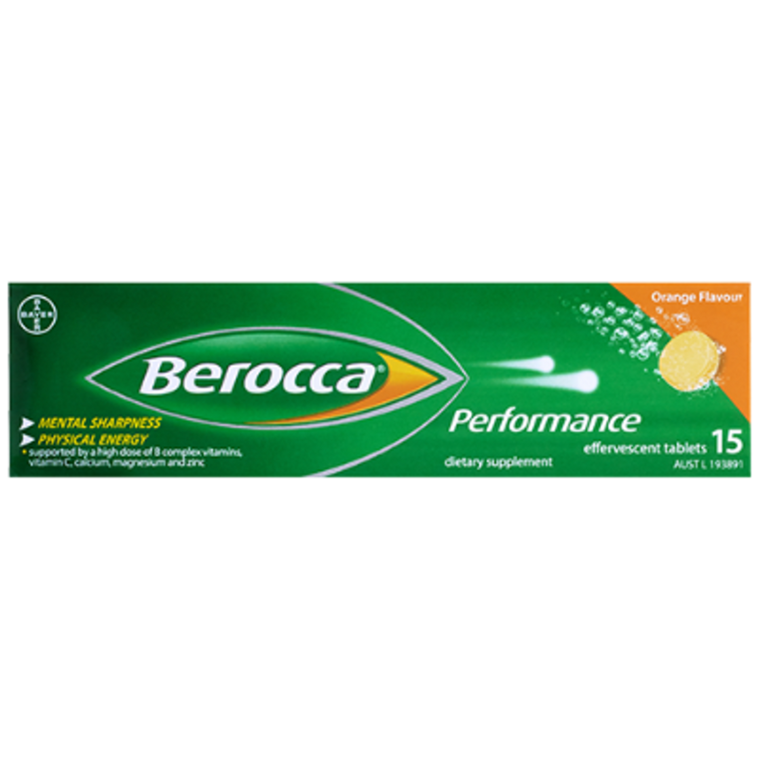 Berocca Performance Orange Flavour Effervescent Tablets 15pk