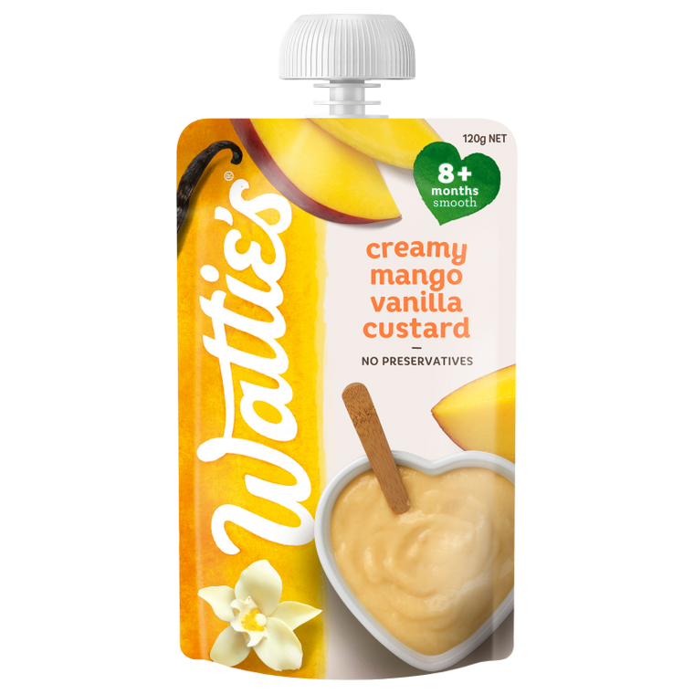 Watties Creamy Mango Vanilla Custard Baby Food 8+ Months Pouch 120g