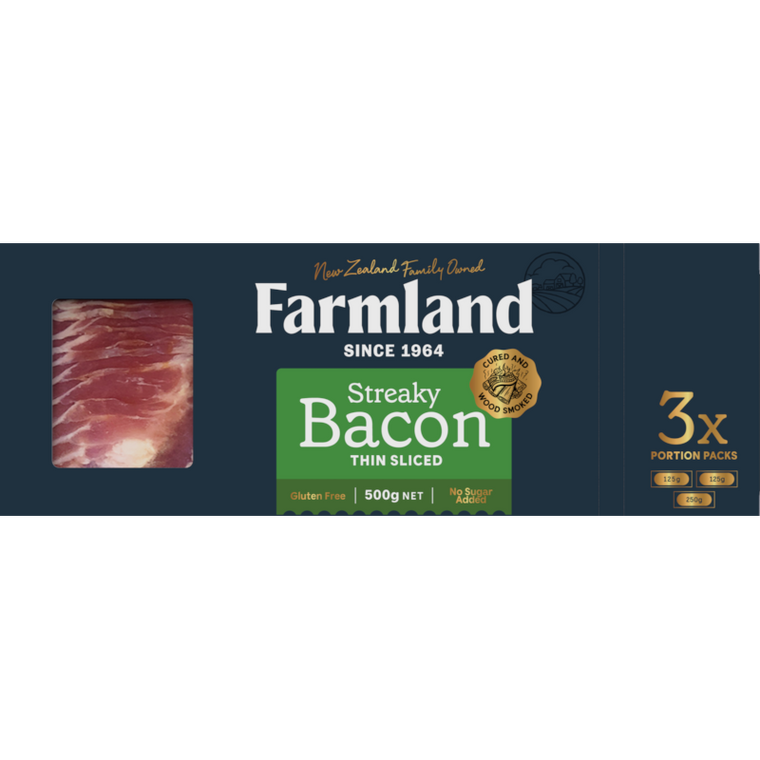 Farmland Raw Streaky Bacon 500g