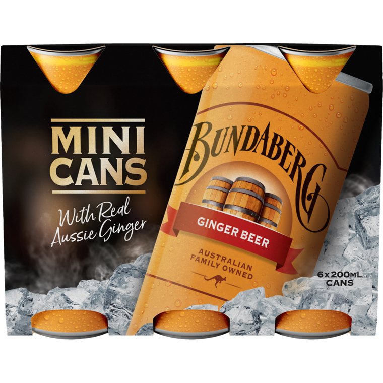 Bundaberg Ginger Beer Mini Cans 6pk  x 200ml
