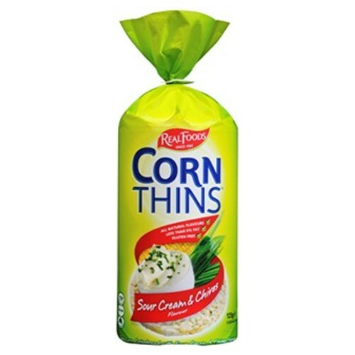 Real Foods Corn Thins Corn Cakes Sour Cream & Chives 125g