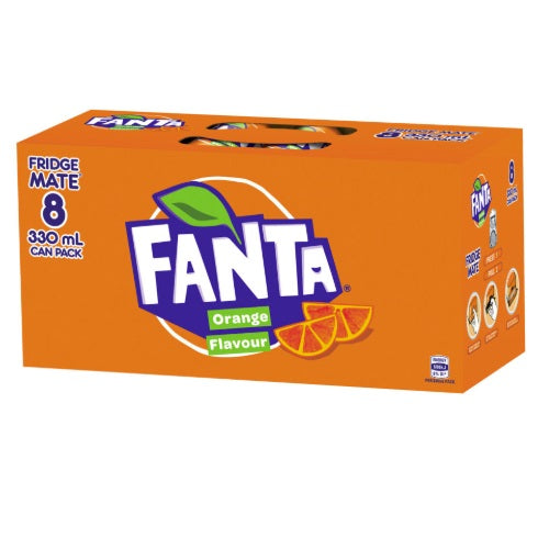 Fanta Orange Soft Drink Cans 8pk x 330ml