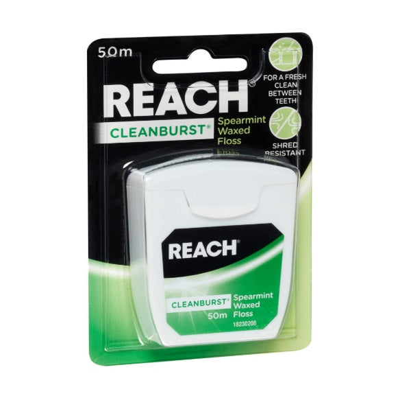 Reach Cleanburst Spearmint Waxed Dental Floss  50m