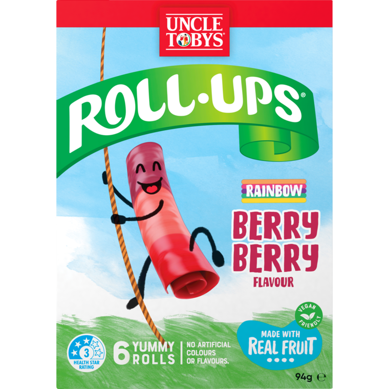 Uncle Tobys Rollups Rainbow Berry Berry 6pk