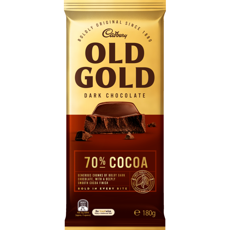 Cadbury Old Gold 70% Cocoa Dark Chocolate Block 180g