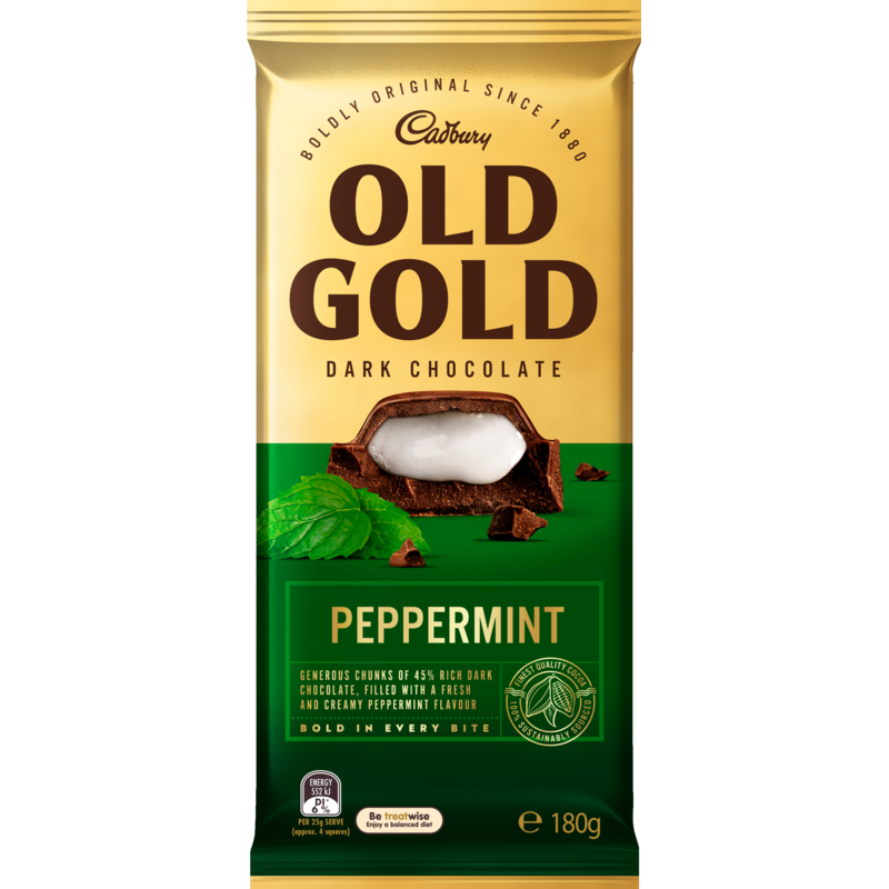 Cadbury Old Gold Peppermint Dark Chocolate Block 180g