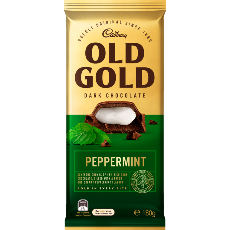 Cadbury Old Gold Peppermint Dark Chocolate Block 180g
