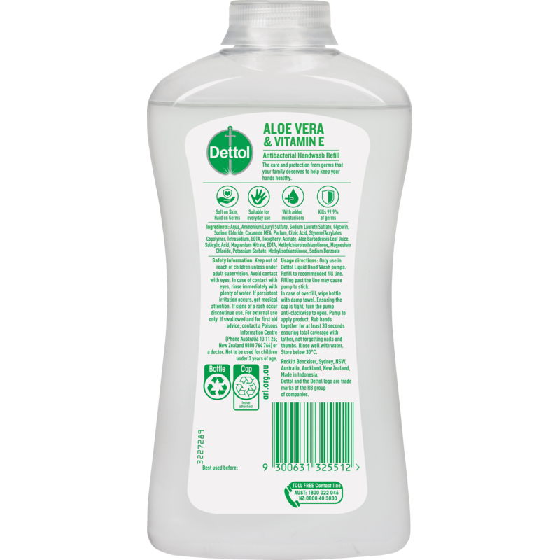 Dettol Soft On Skin Aloe Vera & Vitamin E Liquid Hand Wash Refill 500ml