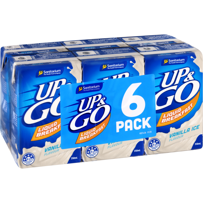 Sanitarium Up & Go Vanilla Ice Breakfast Drink 6pk 250ml