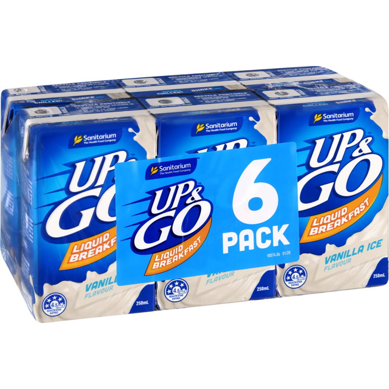 Sanitarium Up & Go Vanilla Ice Breakfast Drink 6pk 250ml