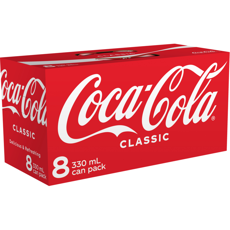 Coca Cola Classic Soft Drink Cans 8pk x 330ml