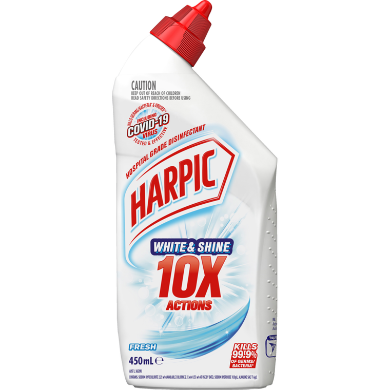 Harpic White & Shine Fresh Thick Bleach Gel Toilet Cleaner 450ml