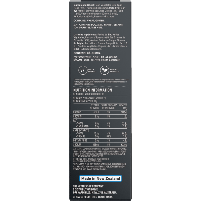 Kettle Sea Salt Flat Bread Crackers 150g