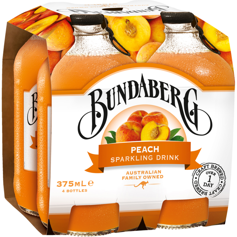 Bundaberg Peach Sparkling Drink 375ml 4pk