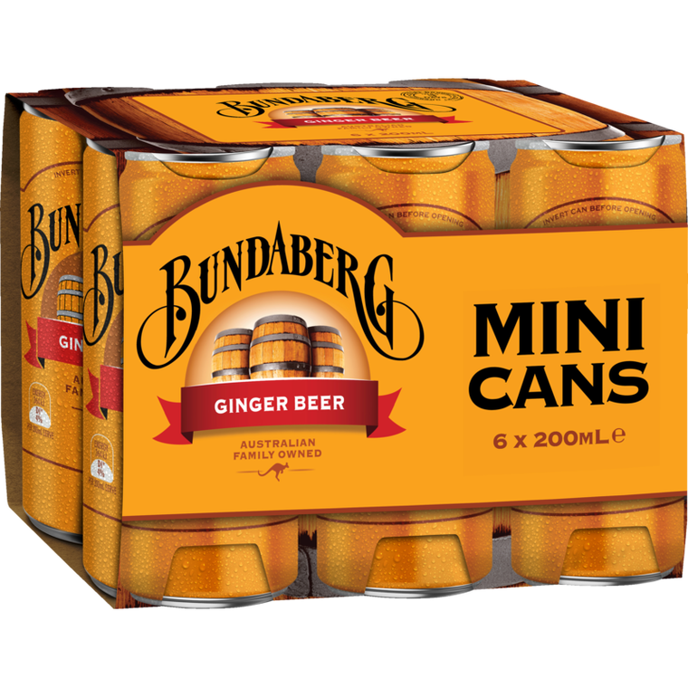 Bundaberg Ginger Beer Mini Cans 6pk  x 200ml