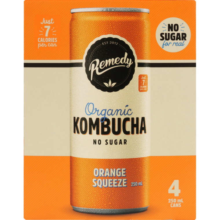 Remedy Organic Kombucha Orange Squeeze 250ml 4pk