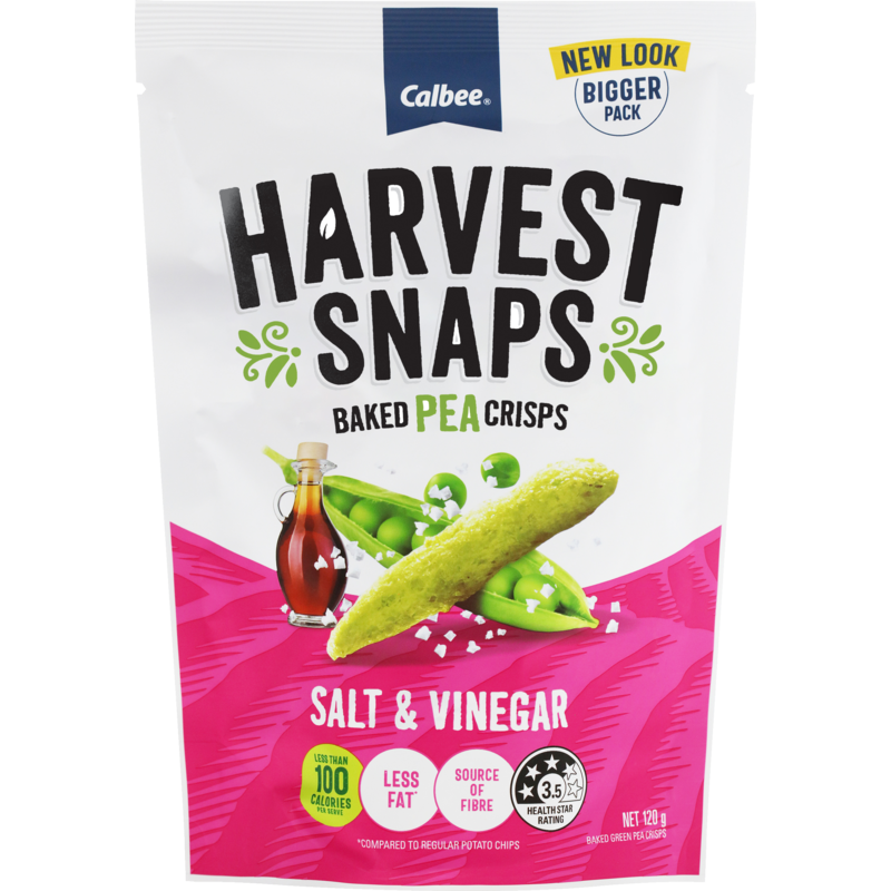 Calbee Harvest Snaps Salt & Vinegar Baked Pea Crisps 120g