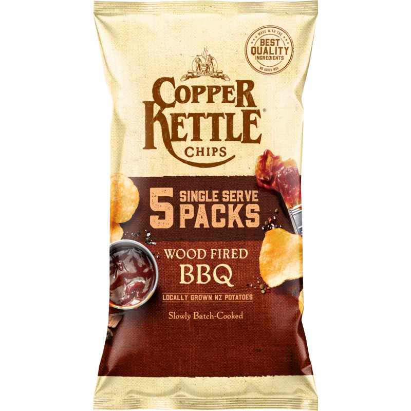 Copper Kettle Wood Fired BBQ Potato Chips 5pk 110g