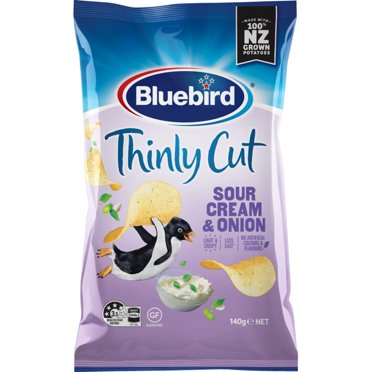 Bluebird Thinly Cut Sour Cream & Onion Potato Chips 140g