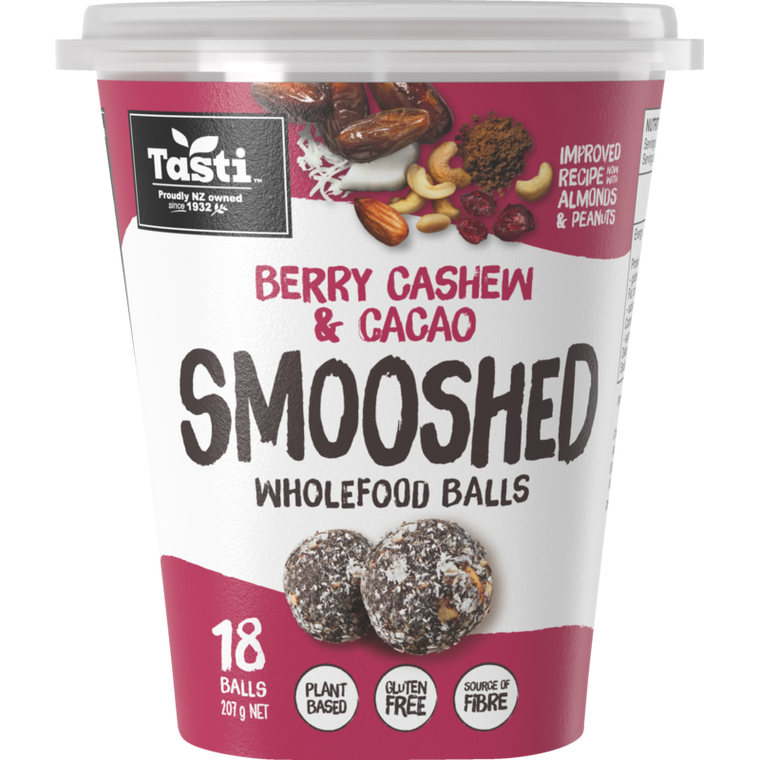 Tasti Berry Cashew & Cacao Smooshed Wholefood Balls 18pk 207g