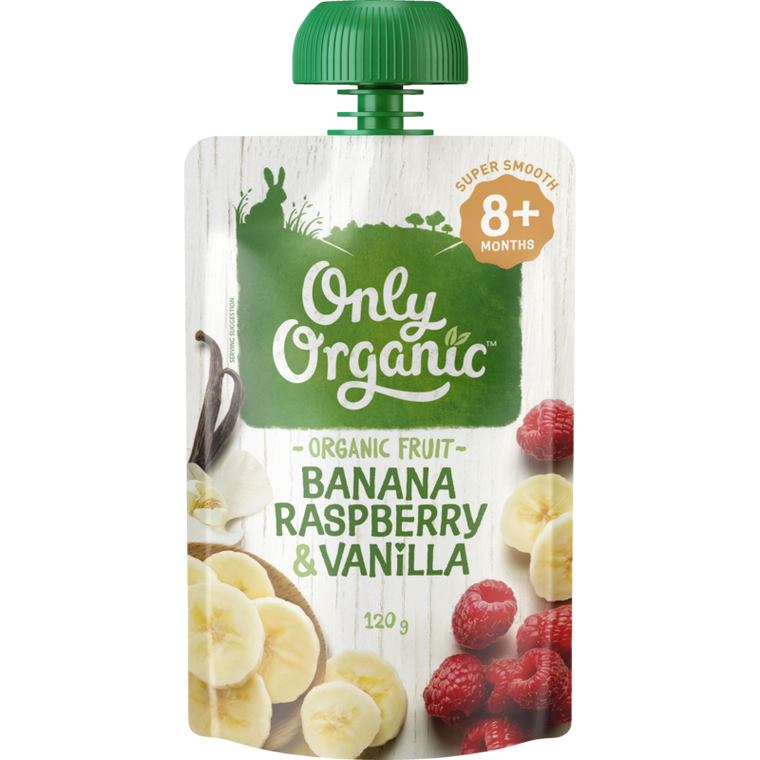 Only Organic 8mth+ Banana Raspberry & Vanilla 120g