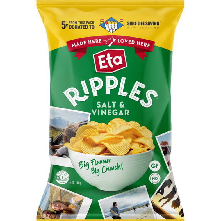 Eta Ripples Salt & Vinegar Potato Chips 150g