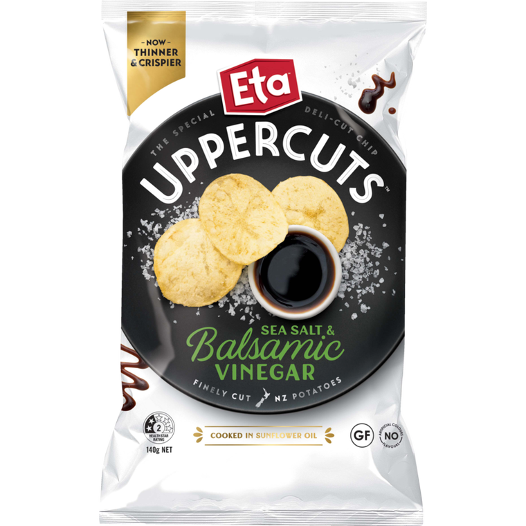 Eta Uppercuts Deli Cut Sea Salt & Balsamic Chips140g