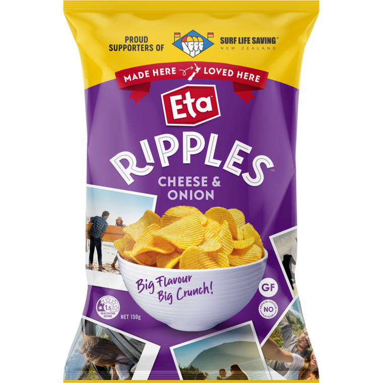 Eta Ripples Cheese Onion Potato Chips 150g