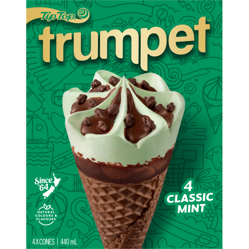 Tip Top Trumpet Mint Ice Cream On Cone 4pk