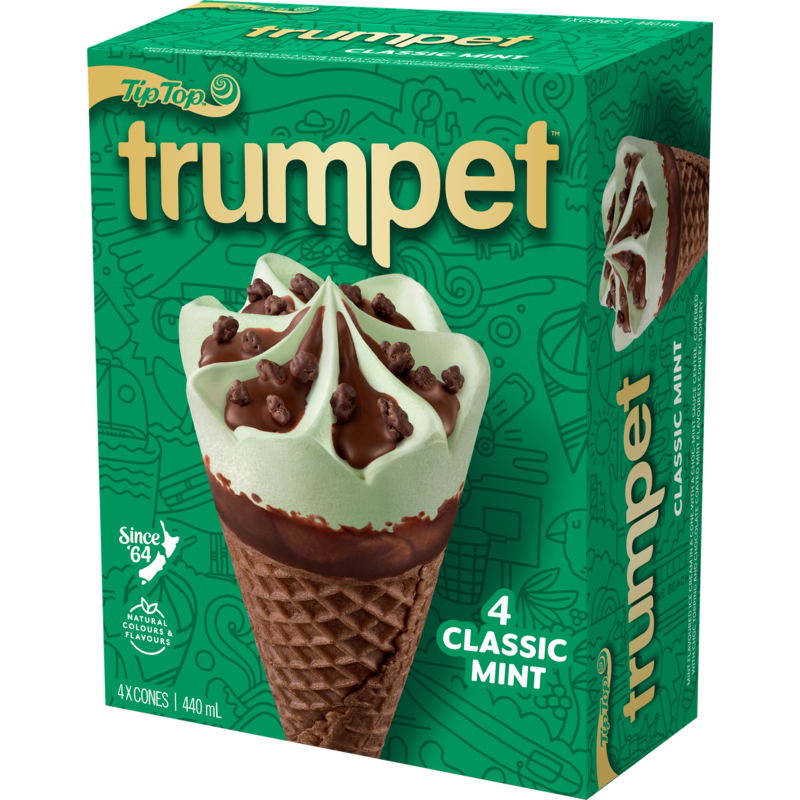 Tip Top Trumpet Mint Ice Cream On Cone 4pk