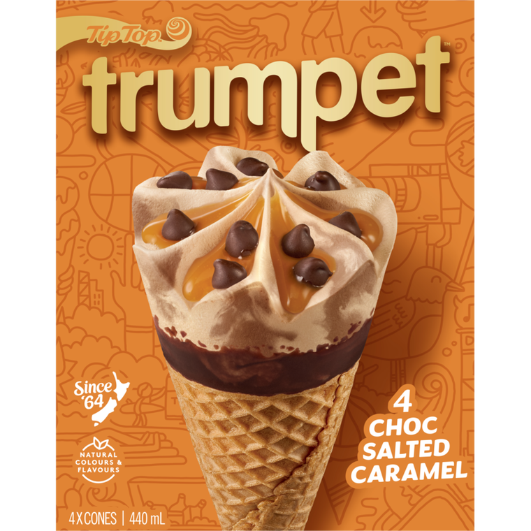 Tip Top Trumpet Salted Caramel Ice Cream On Cone 4pk