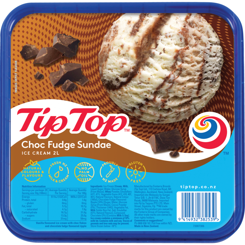 Tip Top Choc Sundae Ice Cream 2L