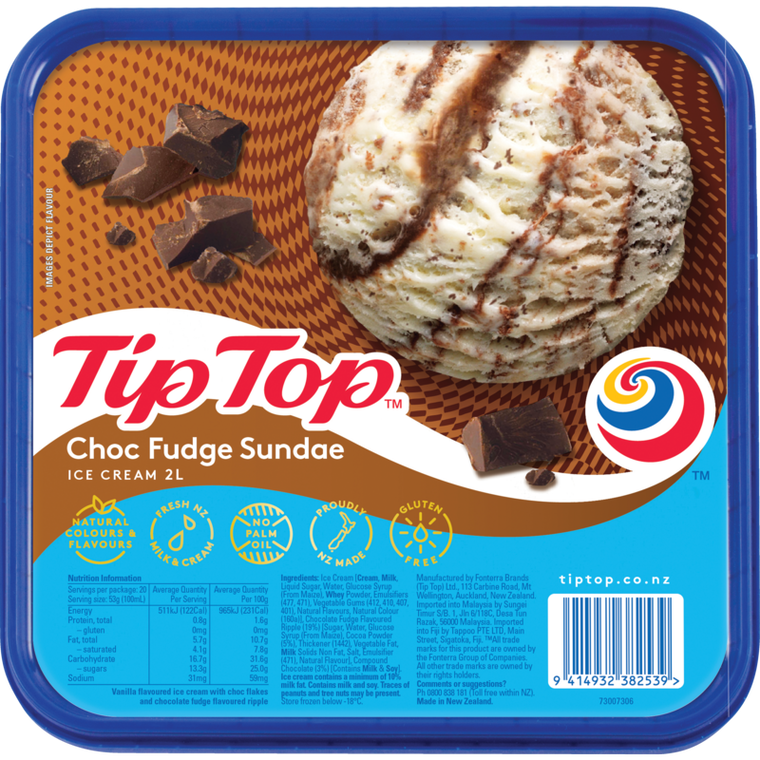 Tip Top Choc Sundae Ice Cream 2L