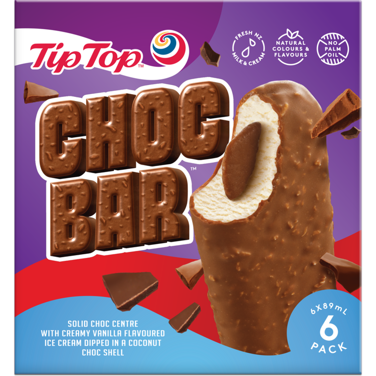 Tip Top Ice Cream Choc Bar 6pk 534ml