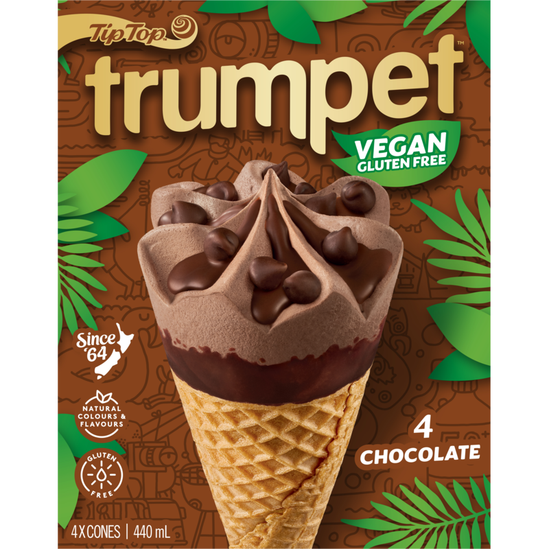 Tip Top Trumpet Vegan Chocolate Ice Cream On Cone 4pk