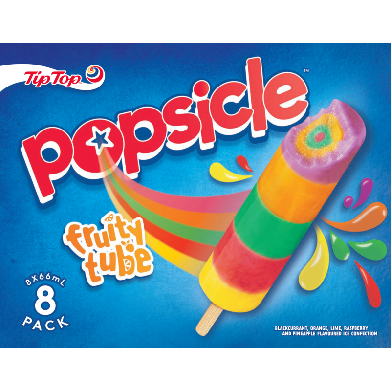 Tip Top Popsicle Fruity Tube Ice Blocks 8pk 528ml